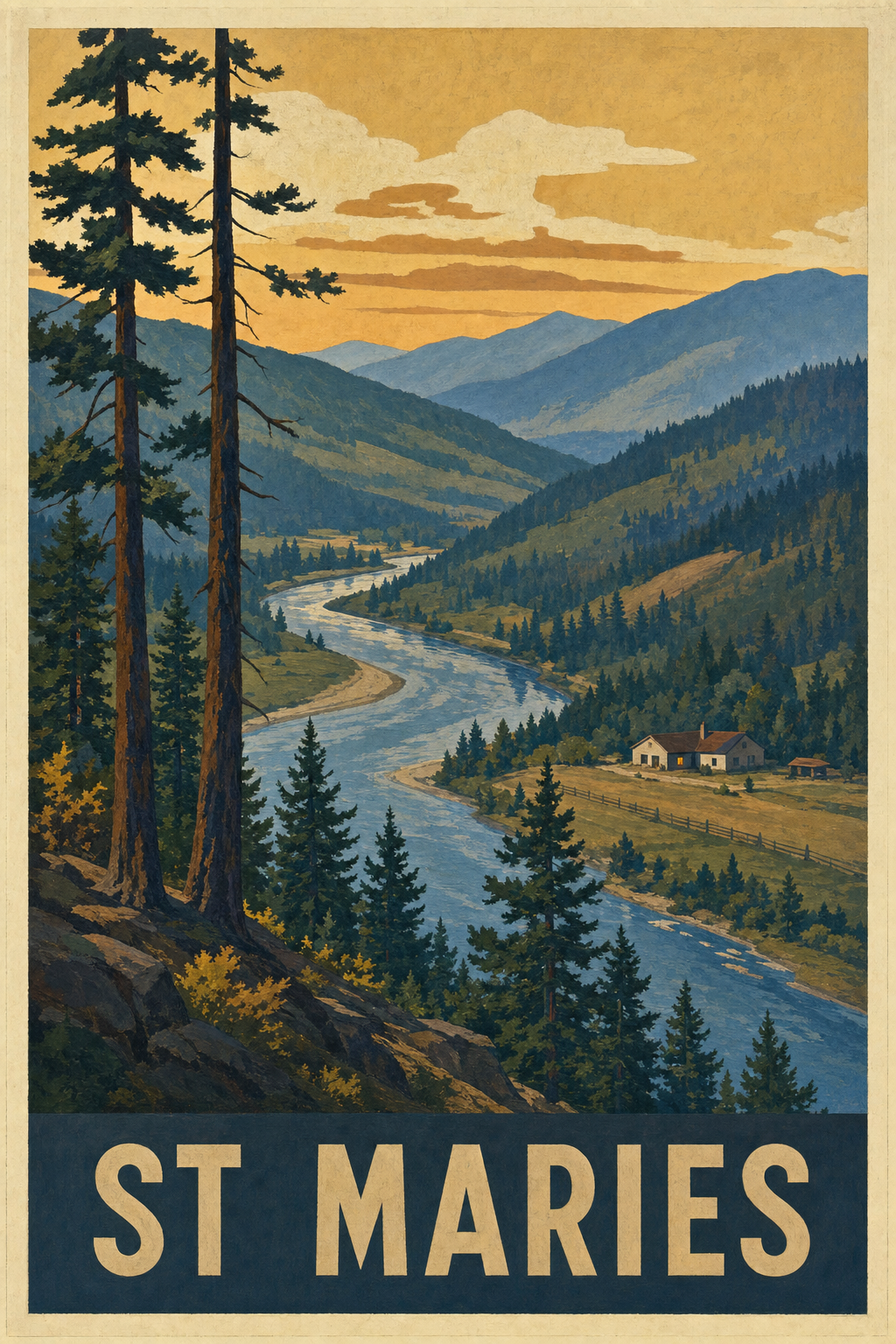 Vintage travel poster of Saint Maries, Idaho